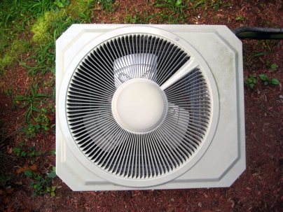 overhead view of AC condenser
