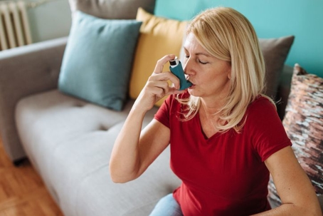 Woman with inhaler