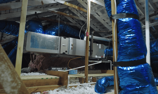 rescue air furnace installation with a drain pan and drain line